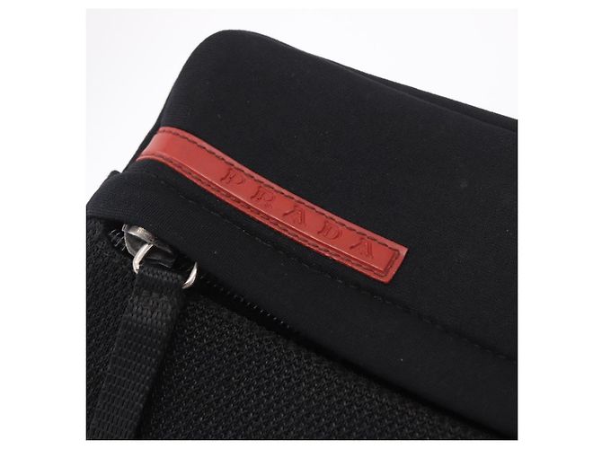 Borsa a tracolla PRADA Sports Line in cotone nero argento Auth ka4861 - vista 10
