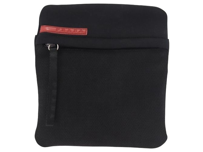 Borsa a tracolla PRADA Sports Line in cotone nero argento Auth ka4861 - vista 13
