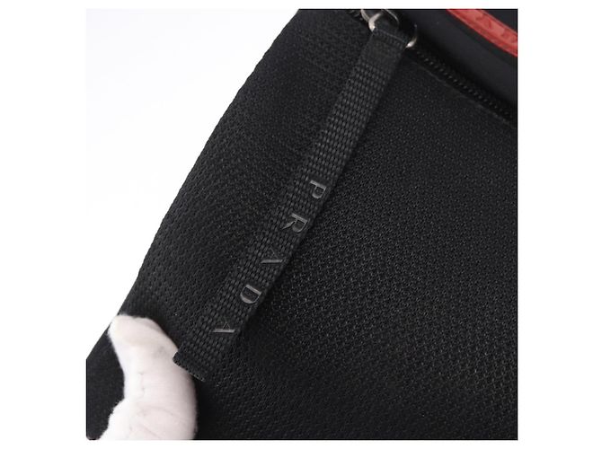 Borsa a tracolla PRADA Sports Line in cotone nero argento Auth ka4861 - vista 17