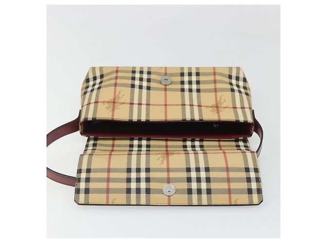 Borsa a tracolla BURBERRY Nova Check PVC Beige Silver Auth yk20589A Argento - vista 10