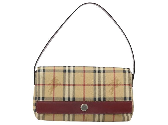 Borsa a tracolla BURBERRY Nova Check PVC Beige Silver Auth yk20589A Argento - vista 13