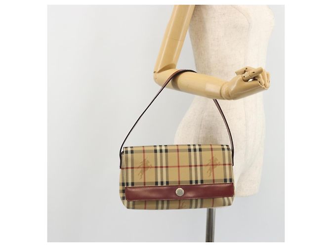 Borsa a tracolla BURBERRY Nova Check PVC Beige Silver Auth yk20589A Argento - vista 23