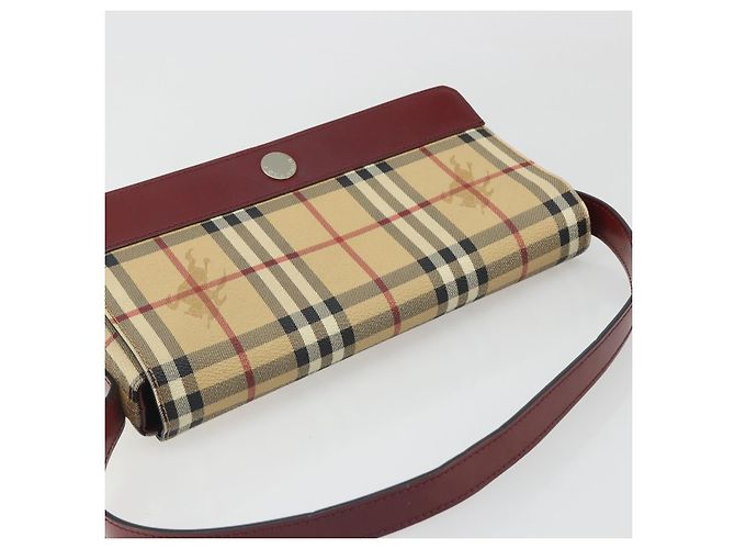 Borsa a tracolla BURBERRY Nova Check PVC Beige Silver Auth yk20589A Argento - vista 6