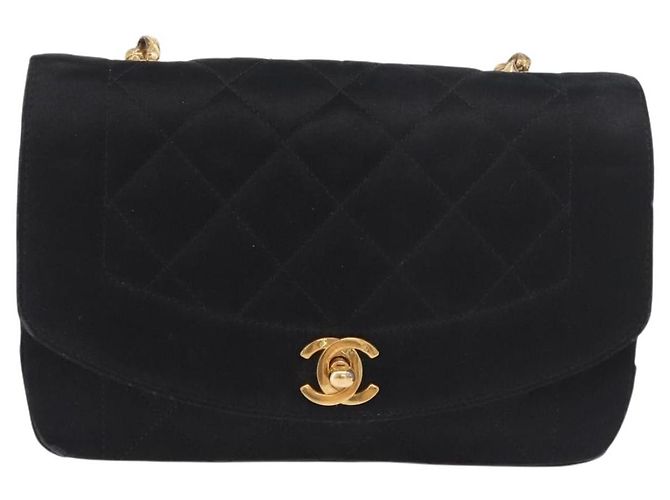 CHANEL Matelasse Chain Shoulder Bag Satin Black Gold CC Auth 187299V Nero D'oro - vista 13