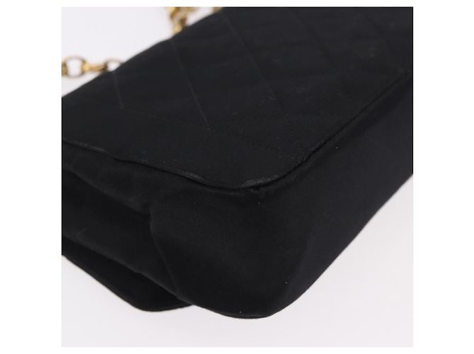 CHANEL Matelasse Chain Shoulder Bag Satin Black Gold CC Auth 187299V Nero D'oro - vista 15