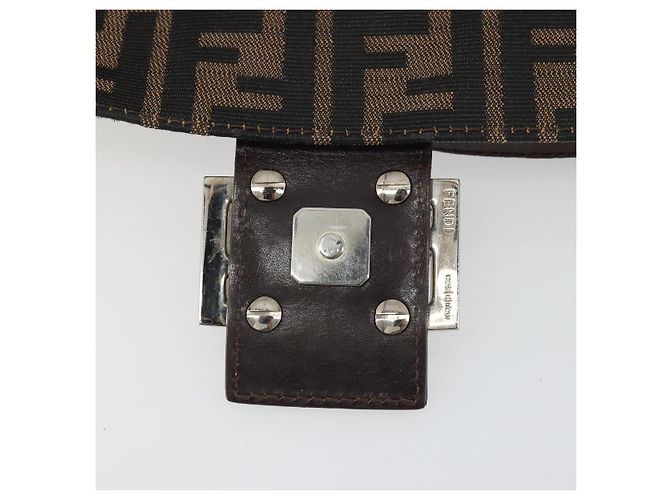FENDI Zucca Canvas Mamma Baguette Shoulder Bag Black Brown Auth BA13529V Marrone Nero - vista 10
