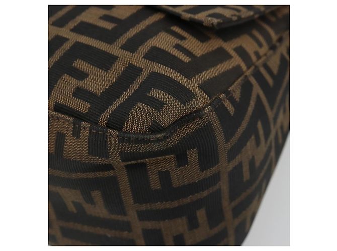 FENDI Zucca Canvas Mamma Baguette Shoulder Bag Black Brown Auth BA13529V Marrone Nero - vista 14