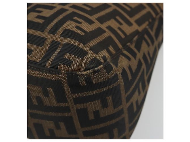 FENDI Zucca Canvas Mamma Baguette Shoulder Bag Black Brown Auth BA13529V Marrone Nero - vista 16
