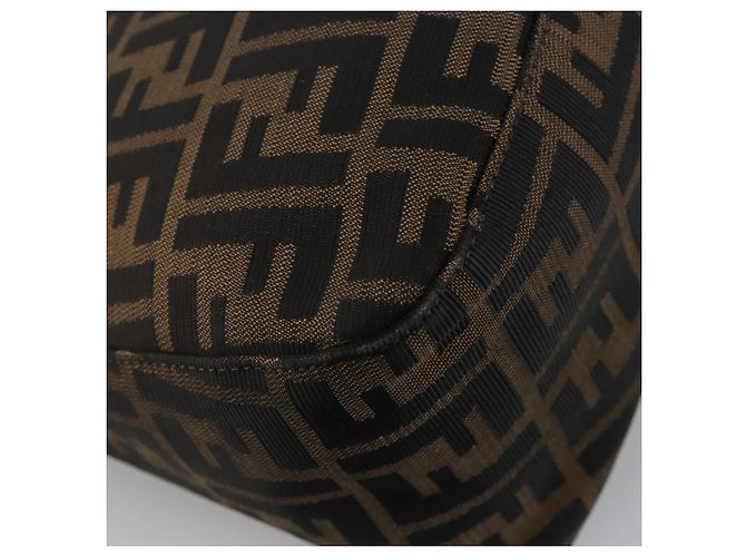 FENDI Zucca Canvas Mamma Baguette Shoulder Bag Black Brown Auth BA13529V Marrone Nero - vista 17