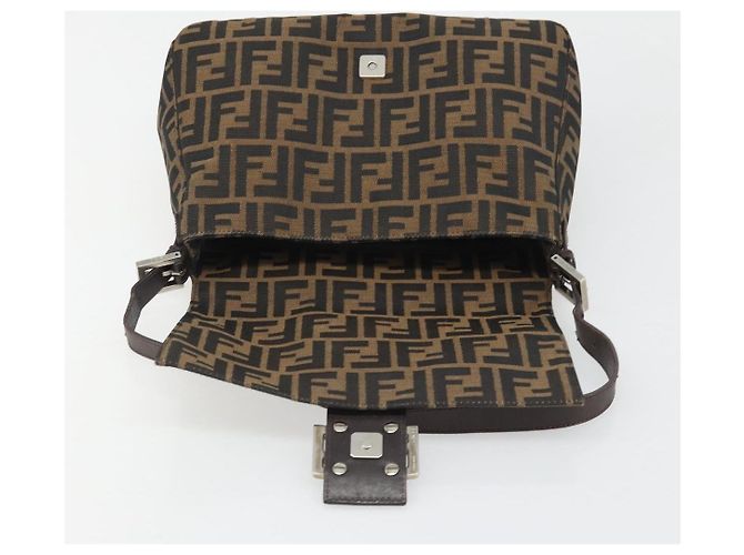 FENDI Zucca Canvas Mamma Baguette Shoulder Bag Black Brown Auth BA13529V Marrone Nero - vista 19