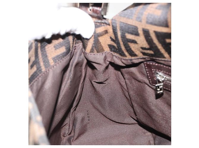 FENDI Zucca Canvas Mamma Baguette Shoulder Bag Black Brown Auth BA13529V Marrone Nero - vista 22