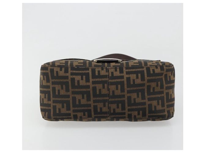FENDI Zucca Canvas Mamma Baguette Shoulder Bag Black Brown Auth BA13529V Marrone Nero - vista 5