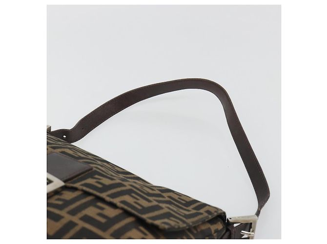 FENDI Zucca Canvas Mamma Baguette Shoulder Bag Black Brown Auth BA13529V Marrone Nero - vista 8