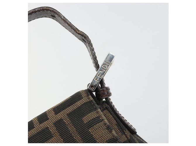 FENDI Zucca Canvas Mamma Baguette Shoulder Bag Black Brown Auth BA13529V Marrone Nero - vista 9