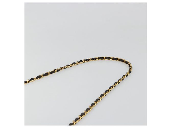 CHANEL Bolso de Hombro con Cadena de Piel de Cordero Negro y Oro Matelasse CC Auth yk20568SAV Dorado - vista 14