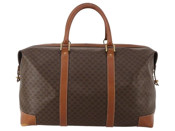 Céline Borsa Boston CELINE in tela Macadam PVC Pelle Marrone Oro Auth 183443 D'oro - vista 13