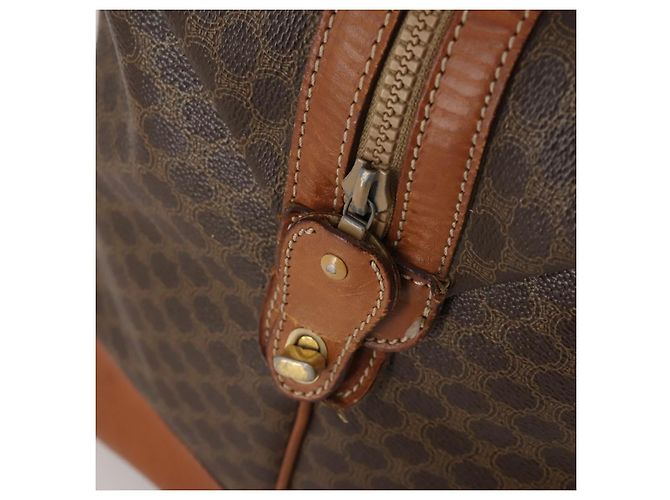 Céline Borsa Boston CELINE in tela Macadam PVC Pelle Marrone Oro Auth 183443 D'oro - vista 18