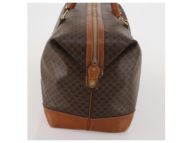 Céline Borsa Boston CELINE in tela Macadam PVC Pelle Marrone Oro Auth 183443 D'oro - vista 4