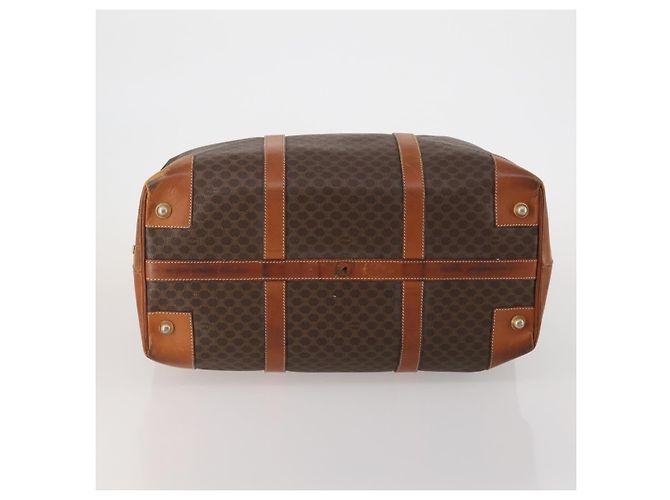 Céline Borsa Boston CELINE in tela Macadam PVC Pelle Marrone Oro Auth 183443 D'oro - vista 5