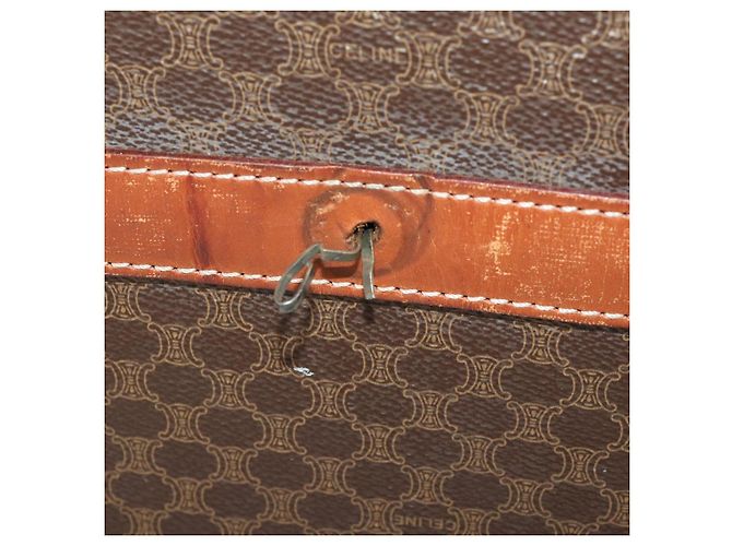 Céline Borsa Boston CELINE in tela Macadam PVC Pelle Marrone Oro Auth 183443 D'oro - vista 6