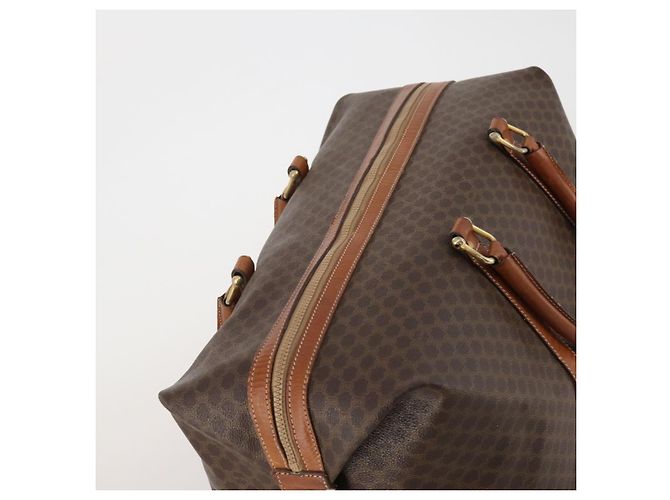 Céline Borsa Boston CELINE in tela Macadam PVC Pelle Marrone Oro Auth 183443 D'oro - vista 7
