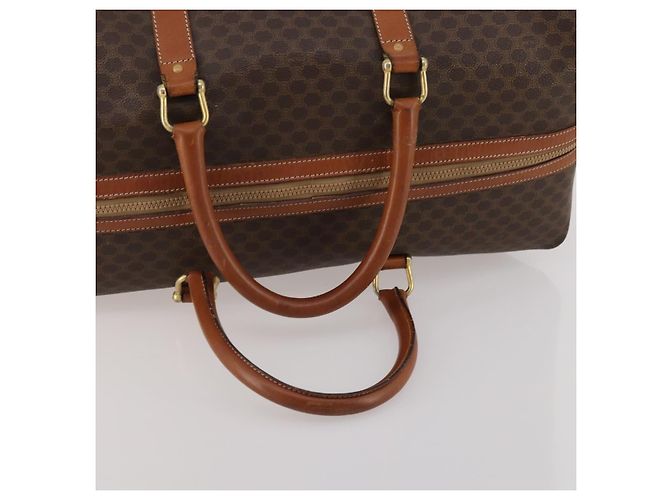 Céline Borsa Boston CELINE in tela Macadam PVC Pelle Marrone Oro Auth 183443 D'oro - vista 8