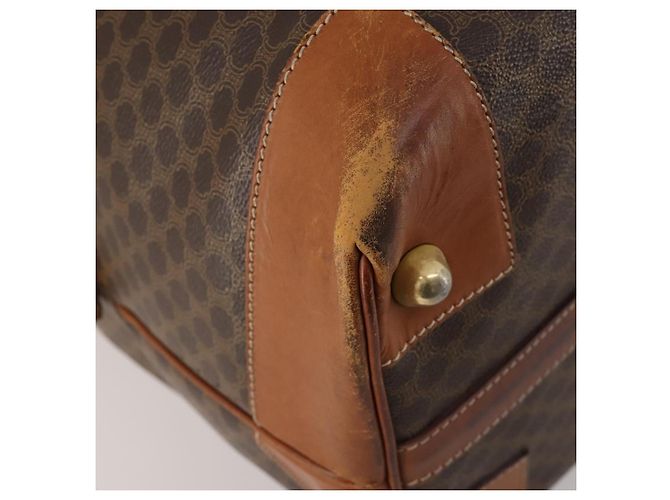 Céline Borsa Boston CELINE in tela Macadam PVC Pelle Marrone Oro Auth 183443 D'oro - vista 9