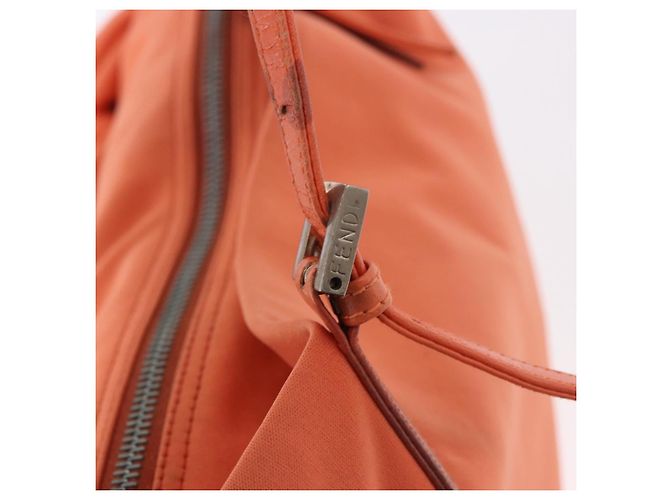 FENDI Tote Bag Baumwolljersey Orange Silber Auth 188926 - Ansicht 10