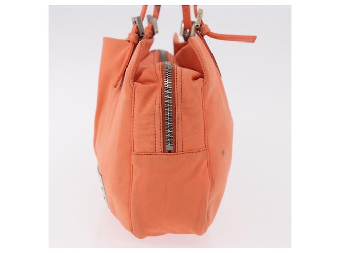 FENDI Tote Bag Baumwolljersey Orange Silber Auth 188926 - Ansicht 4