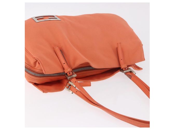 FENDI Tote Bag Baumwolljersey Orange Silber Auth 188926 - Ansicht 7