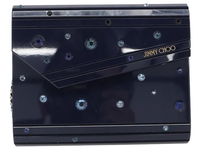 Borsa a Spalla con Catena Jimmy Choo in plastica Navy Auth 188525 Blu navy - vista 13