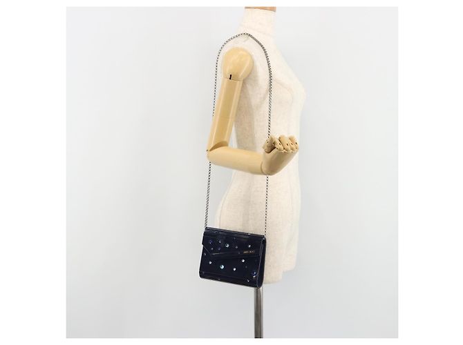 Borsa a Spalla con Catena Jimmy Choo in plastica Navy Auth 188525 Blu navy - vista 21