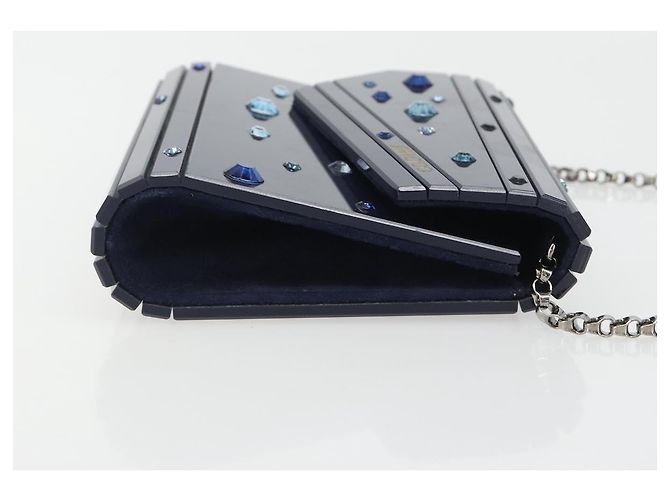Borsa a Spalla con Catena Jimmy Choo in plastica Navy Auth 188525 Blu navy - vista 3