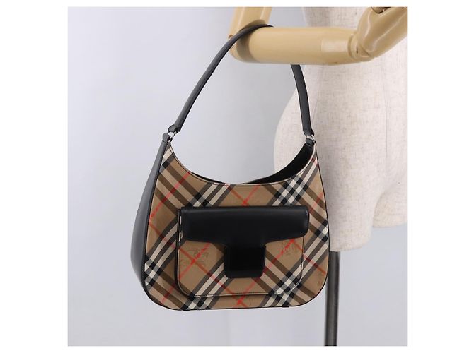 Borsa a tracolla Burberrys Canvas Beige Silver Nova Check Autentica am11979V Argento - vista 22