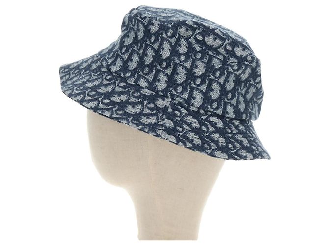 Bucket Hat Christian Dior Trotter Canvas Blue Auth 185817M 58 Blau - Ansicht 3