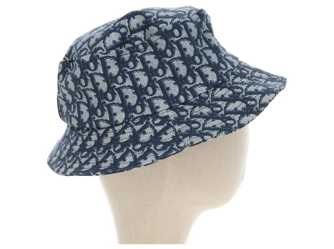 Bucket Hat Christian Dior Trotter Canvas Blue Auth 185817M 58 Blau - Ansicht 4