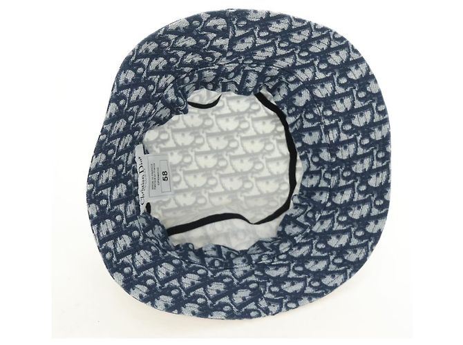Bucket Hat Christian Dior Trotter Canvas Blue Auth 185817M 58 Blau - Ansicht 8