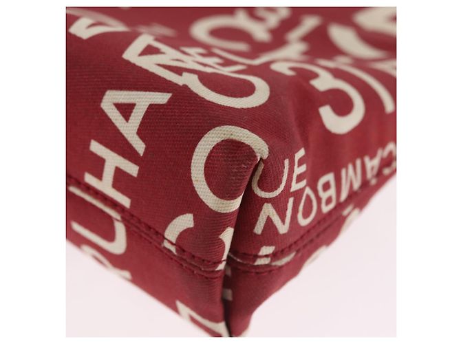 CHANEL Bysy Line Clutch Canvas Rot Silber CC Authentisch 188217 - Ansicht 10