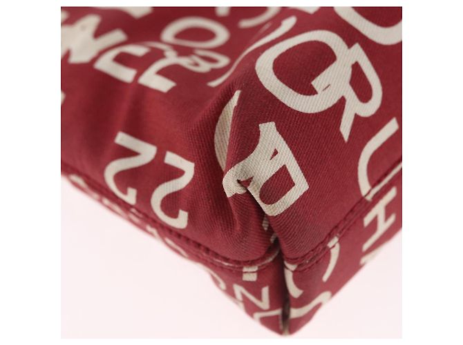 CHANEL Bysy Line Clutch Canvas Rot Silber CC Authentisch 188217 - Ansicht 11