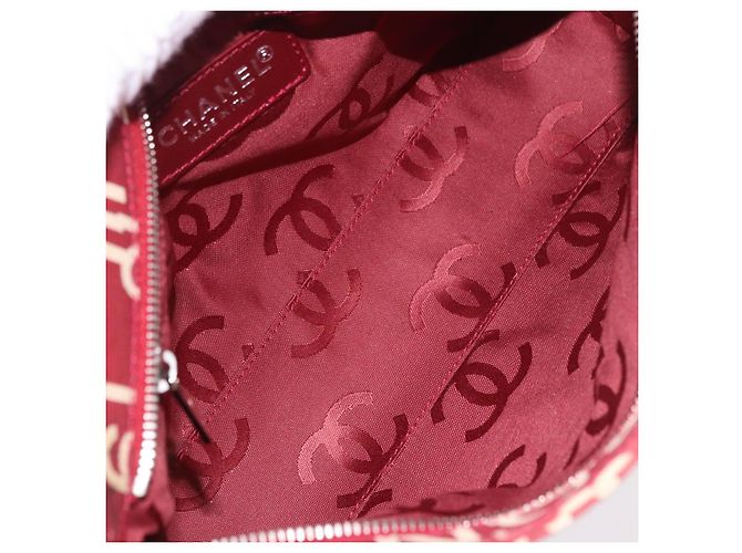 CHANEL Bysy Line Clutch Canvas Rot Silber CC Authentisch 188217 - Ansicht 14