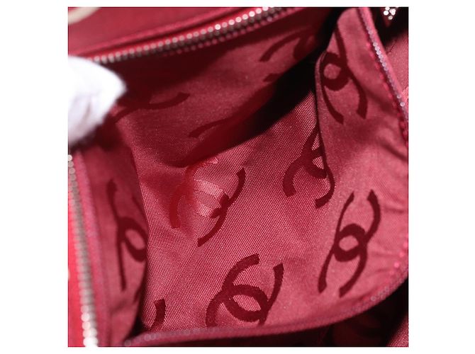 CHANEL Bysy Line Clutch Canvas Rot Silber CC Authentisch 188217 - Ansicht 18