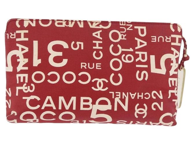 CHANEL Bysy Line Clutch Canvas Rot Silber CC Authentisch 188217 - Ansicht 3