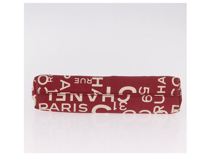 CHANEL Bysy Line Clutch Canvas Rot Silber CC Authentisch 188217 - Ansicht 8