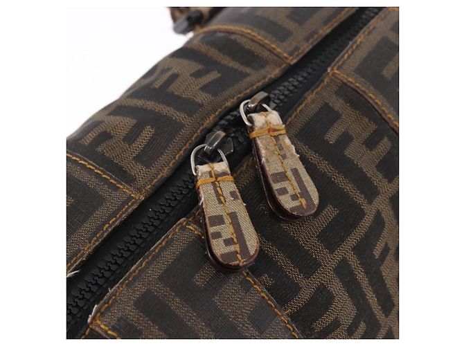 FENDI Boston Bag Zucca Canvas Schwarz Braun Auth 188433 - Ansicht 10