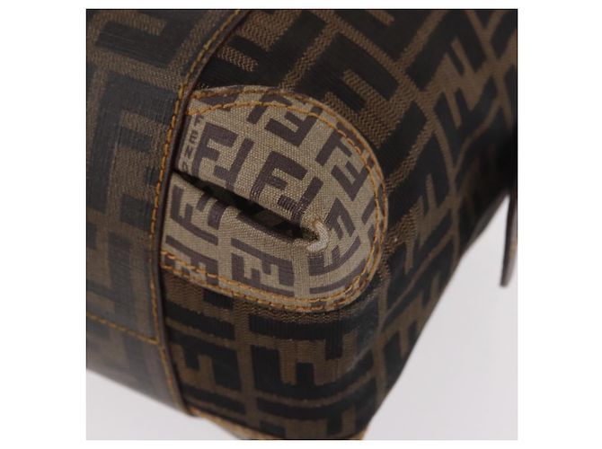 FENDI Boston Bag Zucca Canvas Schwarz Braun Auth 188433 - Ansicht 14