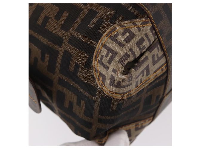 FENDI Boston Bag Zucca Canvas Schwarz Braun Auth 188433 - Ansicht 15