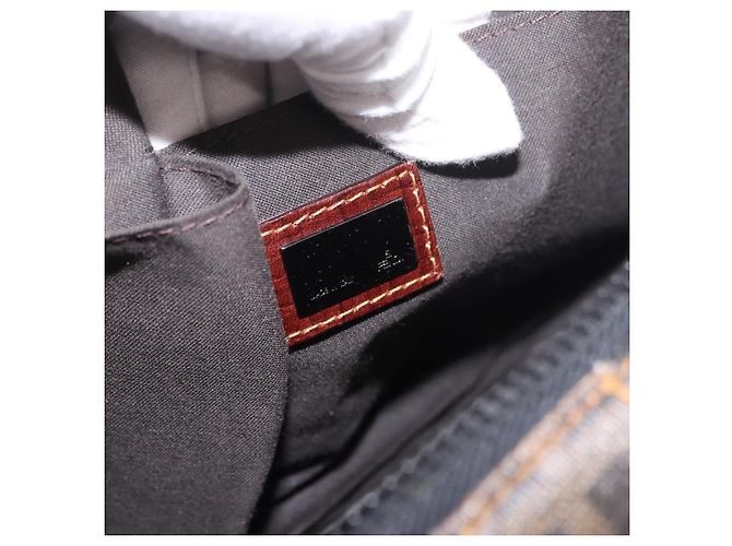 FENDI Boston Bag Zucca Canvas Schwarz Braun Auth 188433 - Ansicht 17