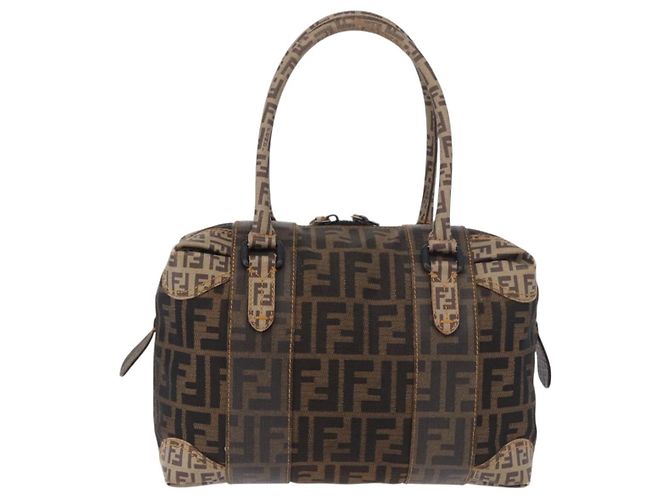 FENDI Boston Bag Zucca Canvas Schwarz Braun Auth 188433 - Ansicht 2