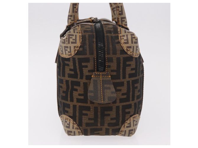 FENDI Boston Bag Zucca Canvas Schwarz Braun Auth 188433 - Ansicht 3