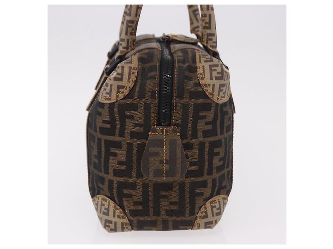 FENDI Boston Bag Zucca Canvas Schwarz Braun Auth 188433 - Ansicht 4